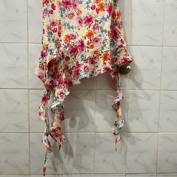 Jessica Simpson L Colorful Floral Sleeveless Asymmetric Hem Ruffle Fairy Dress - Picture 4 of 8